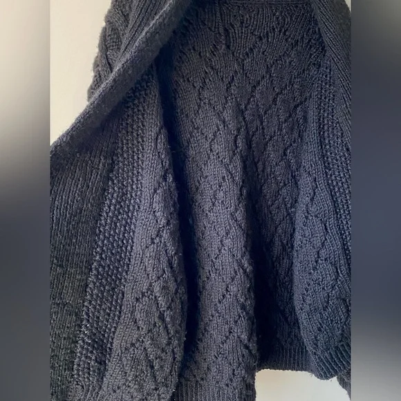 Chunky knit black open front cardigan - Picture 10 of 12